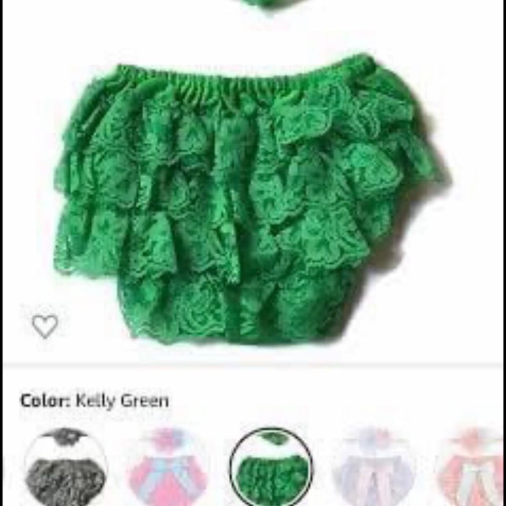 Kellyw Green Lace baby ruffle diaper cover and headband